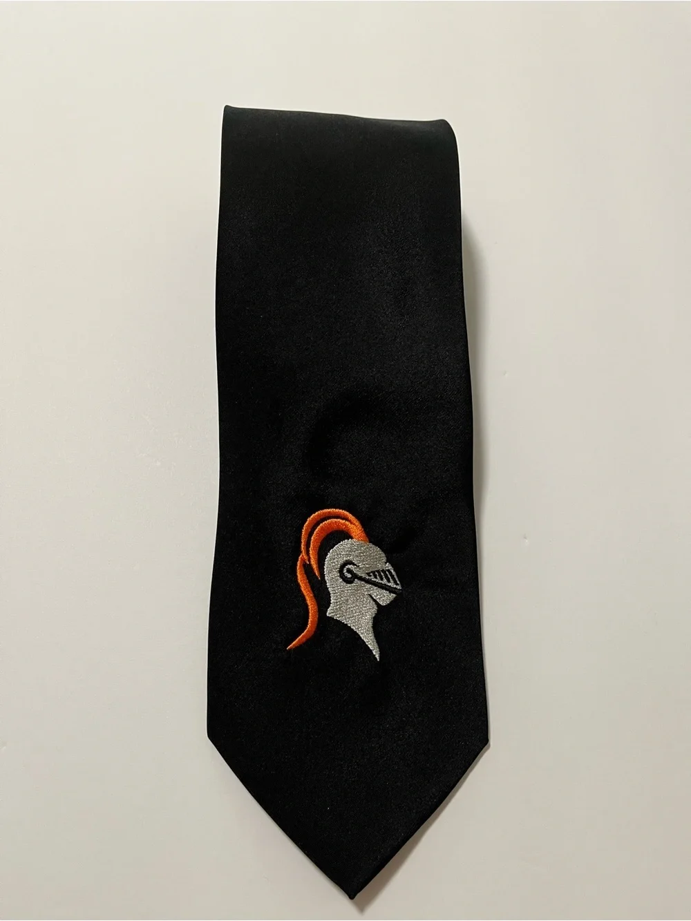 Black Embroidered Knight Tie Classic Microfiber